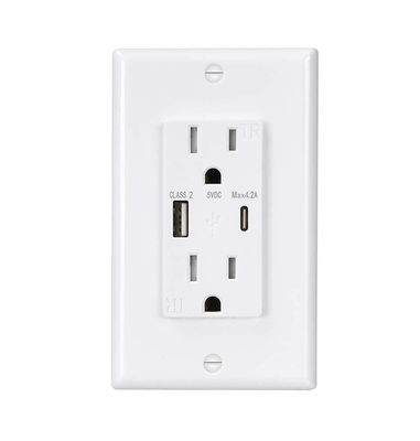 Fast Charging USB Wall Outlet With 15A 125V AC 60Hz Rating
