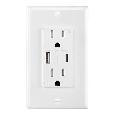 Fast Charging USB Wall Outlet With 15A 125V AC 60Hz Rating