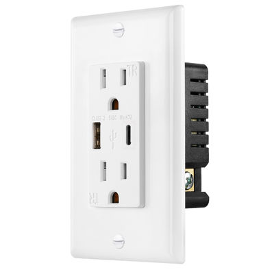 Fast Charging USB Wall Outlet With 15A 125V AC 60Hz Rating